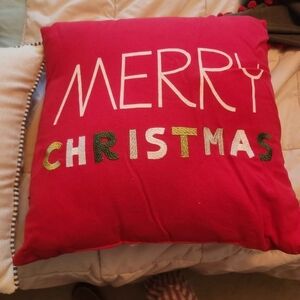 Merry Christmas Red Holiday Throw Pillow - Festive Home Accent